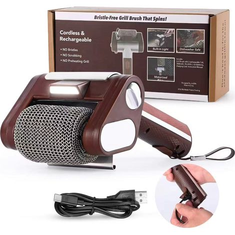 Brosse électrique pour barbecue, brosse électrique rechargeable pour barbecue, acier inoxydable 304, sans poils. (1/5)