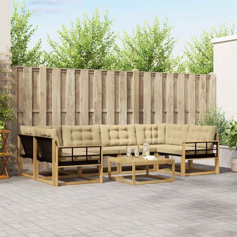 vidaXL Outdoor-Sofagarnitur 7 pcs Weiß und Beige 79 x 79 x 37 cm (1/5)