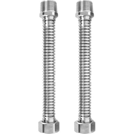 (Lot de 2) Tuyau flexible en acier inoxydable 3/4" – 20 cm de longueur, compatible avec les chauffe-eau, les chaudières et la tuyauterie industrielle (1/5)