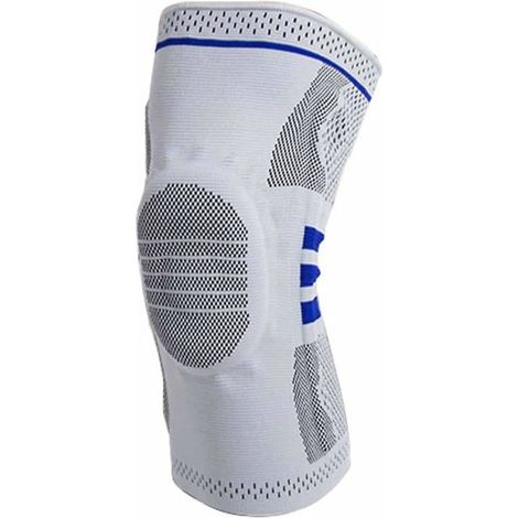 Manchon de compression pour genouillère avec coussinets en gel rotulien et sangles, orthèse de genou pour la course à pied, gris, taille L