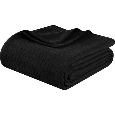 Couverture tissée en Losange, 100% Coton, pour la Maison, Le canapé, Le lit, Douce, Chaude, esthétique, Confortable, Mignonne, Housse décorative de literie, jeté de lit, Noir (1/5)