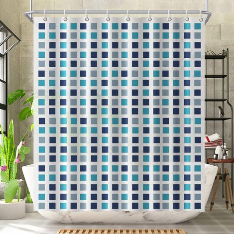 AGE Rideau de Douche en Tissu avec Anneaux, marbre, Résistant à la Moisissure Imperméable Anti Moisissure en Tissu Polyester Rideaux de Douche avec 12 Crochets 180x180cm (1/5)