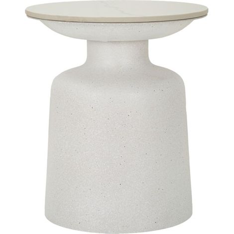 Table d'Appoint Effet Marbre "Aria" 47cm Blanc
