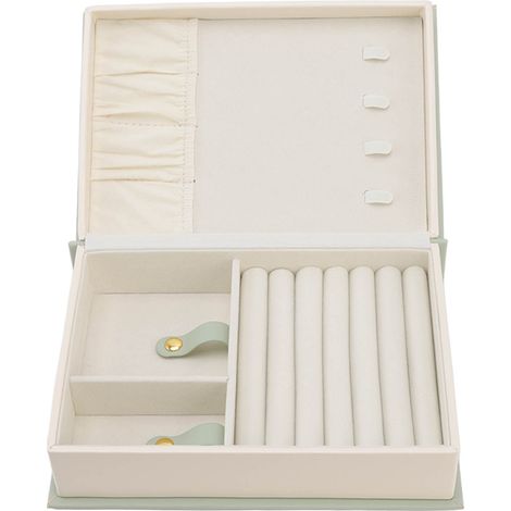Boîte à bijoux en cuir, étui de rangement grand format pour colliers et boucles d'oreilles, portable et spacieux (1/5)