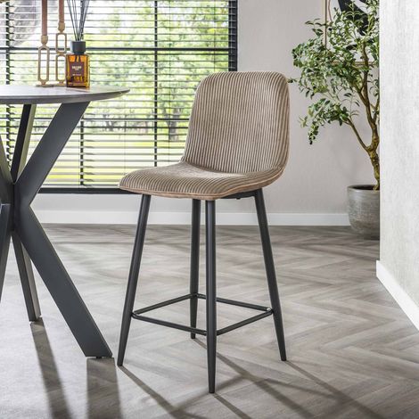 Modern Barhocker Lento Rib Rock Stoff Sand Rippenstruktur