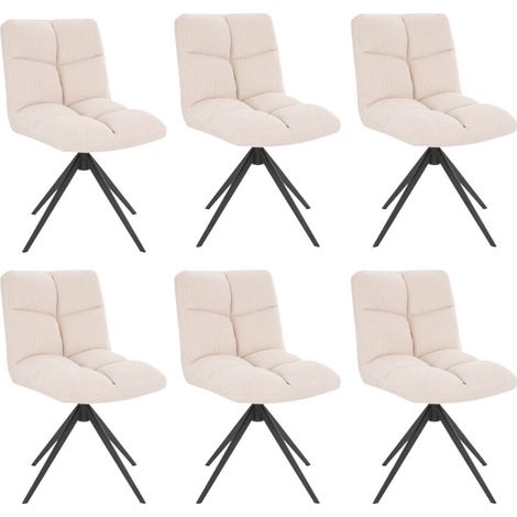 HOME DELUXE - Esszimmerstuhl NODA - 6er Set, Farbe: Samt Creme - 360 Grad drehbar, weiche Polsterung, bis 120 kg belastbar I Küchenstuhl Speisestühle Esszimmerstühle Stuhl Esszimmerstuhl Esszimmerstü (1/5)