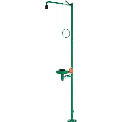 Douche d'urgence ClassicLine avec douchette, bac de récupération, montage au sol, raccordement 3/4 IG pouces (1/5)