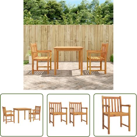 The Living Store Ensemble à manger de jardin 3 pcs Bois d'acacia solide - Salon De Jardin - Mobilier De Jardin - Table De Jardin - Chaises De Jardin - Acacia Massif (1/5)