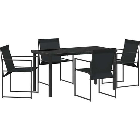 Maison Exclusive - Set da Pranzo per Giardino 5 pz Nero Textilene e Acciaio (1/5)