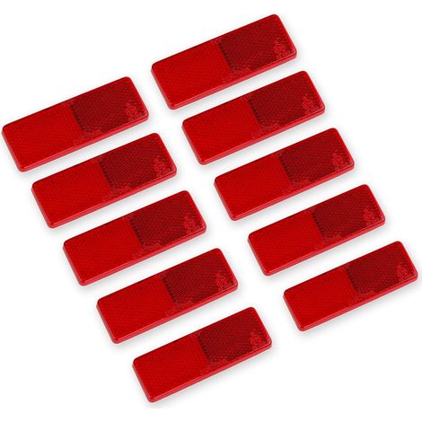 10 x Catadioptre Remorque - Rouge, Réflector Rectangulaire Réflecteur Latéral Adhésif avec E-Mark Approuvé pour Les Véhicules de Transport Routier (1/4)