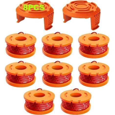 10 Pcs Fil Coupe Bordure Compatible avec Coupe Bordure WORX,Ø 1,65mm & 3m Bobine Fil Coupe Bordure,Ligne de Bobine de Coupe de Remplacement et Capuchon de Protection(8 Fil Coupe Bordure,2 Couvercle)-- (1/5)