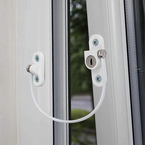 stuks openingsbegrenzers voor ramen en deuren, PVC raambegrenzer met kinderveiligheidsslot en sleutelschroef (1/5)