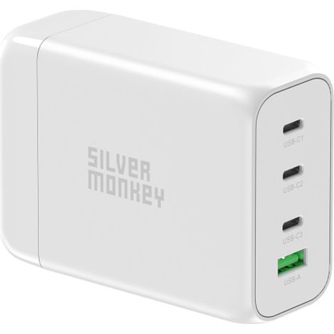 Caricabatterie da parete GaN da 130 W con 3 cavi di alimentazione USB-C PD USB-A QC 3.0, bianco (1/5)