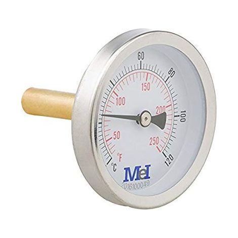 Termómetro bimetálico horizontal - HECAPO Medidas: Ø1/2" x 50 mm