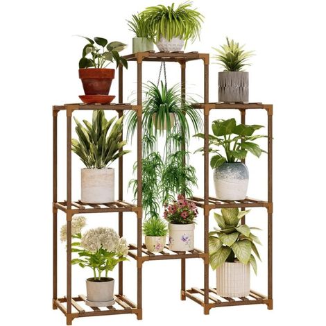 Support Plantes Intérieur en Bois, Étagère Plante à Plusieurs Niveaux, Porte Plante Intérieur et Support Plante Échelle, Porte Plante Extérieur pour Usage Intérieur et Extérieur (1/5)