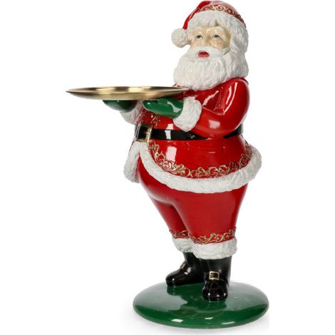 Decorazione Natalizia in Poliresina, Babbo Natale con vassoio "Scott" h61,2 (1/2)