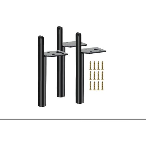 Lot de 3 Pieds de Meubles, 15cm Pieds d'armoire en Métal, Pieds de Table, Canapé Jambe avec Vis et Base Silencieuse Antidérapante, Noir (1/5)