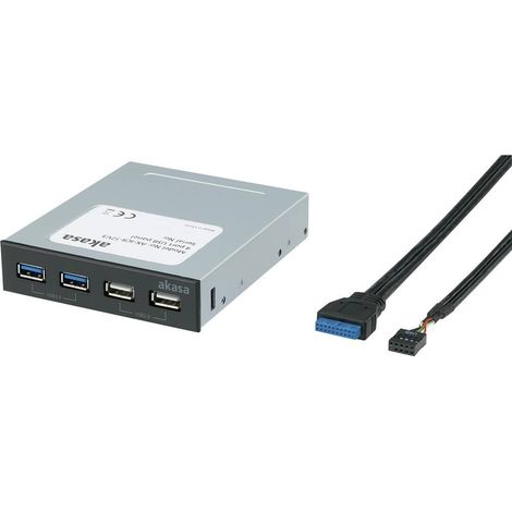 Hub à ports USB 2.0 + USB 3.0 en façade Akasa 4 ports noir (1/3)