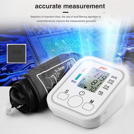 JZIKI ZK-B869 Tensiomètre du haut du bras Tensiomètre électronique numérique BP Tonomètre 99 2 Test de fréquence cardiaque à mémoire avec grand écran LCD pour un usage domestique (1/5)