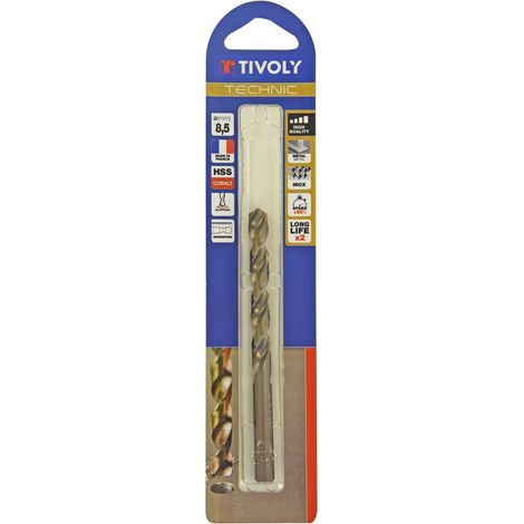 Tivoly • 1 Punta Graduata Metal Cobalt Technic D8.5mm, in acciaio al cobalto di alta qualità e affilatura “Cross Point”, per una foratura rapida e precisa.