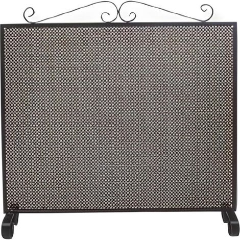 Grille de Protection pour cheminée, Grille Pare-feu modèle Lisse en Fer forgé coloris Noir - Hauteur 64 x Longueur 66,5 cm (1/3)
