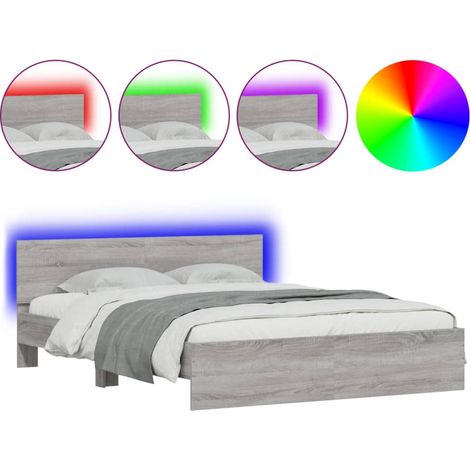 Maison Exclusive - Estructura de cama cabecero y luces LED gris S