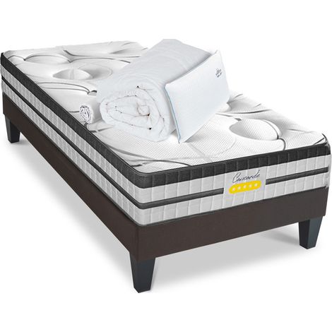 Matelas Concorde Ressorts ensachés Accueil mémoire de forme Ferme+ sommier + accessoires - 90x190cm (1/5)