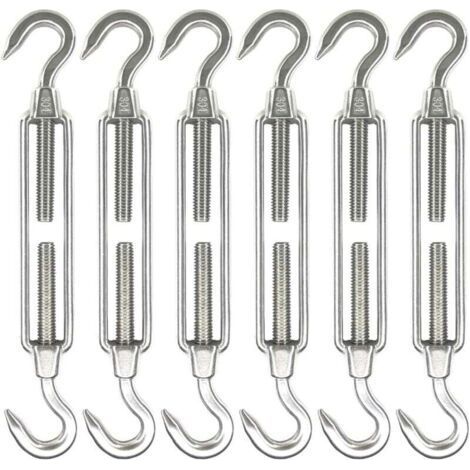 6 Pack M6 Stainless Steel Eyelet Turnbuckle, Awning Accessories, Heavy Duty Cable Tensioners, Anti-Rust, Fixed Center Rope Tensioners (1/4)