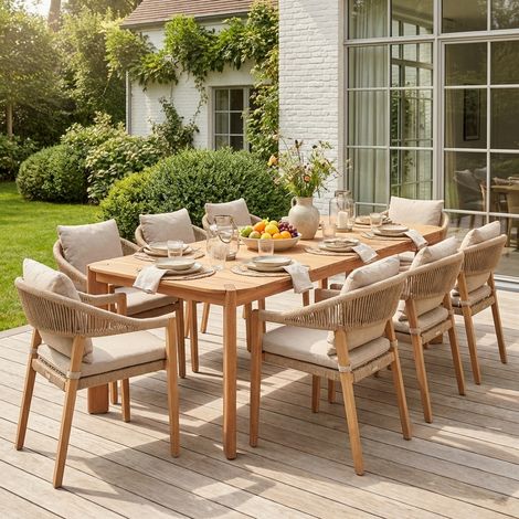 Table de jardin bois d'acacia 6 places 200cm naturel - Ondra