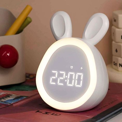 Cute Rabbit Electronic Alarm Clock - Kids Alarm Clock - Silent - Soft LED Light - Rechargeable - Timer Function. (1/5)