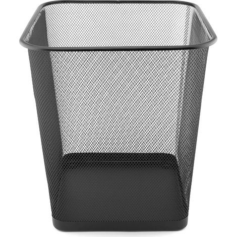 Poubelle Bureau 18L - Corbeille Papier en Treillis Métal Maille, Corbeilles pour Bureau, Chambre, Poubelle Metal - Noir (1/5)