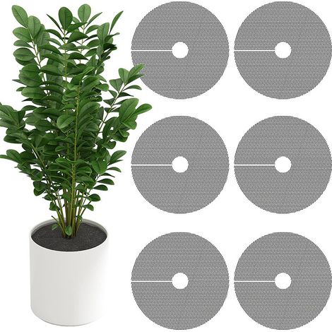 Bardusch-Six grilles de 15,7 pouces pour pots de fleurs, découpables, pour empêcher les animaux ou les bébés de creuser dans la terre des pots de fleurs. (1/5)