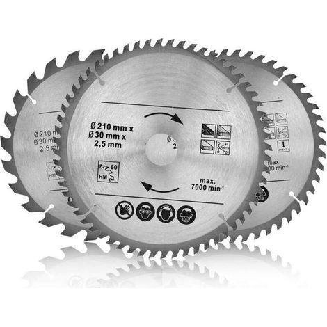 Lame de Scie Circulaire 210 x 30 mm, Lame de Scie Dents en Métal dur 24 Dents 48 Dents 60 Dents, Pour la Bois Plastiques et Métaux non Ferreux Accessoire Professionnel (1/5)