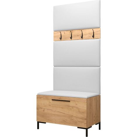 Conjunto para recibidor Nomal III, Cuero ecológico Soft 017, 196x84x46cm, Aglomerado laminado, Cuero ecológico, Montada en la pared, Colocada (1/5)