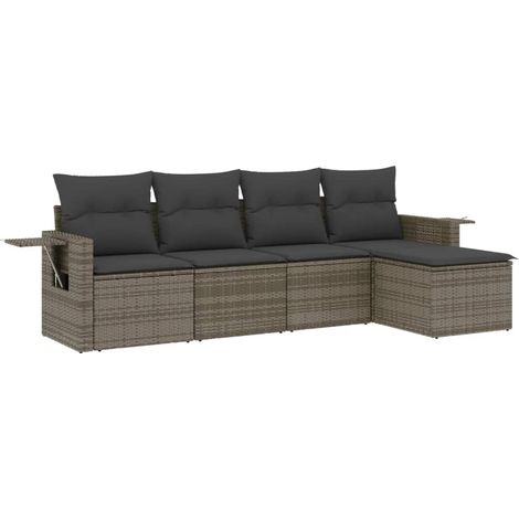 Maison Exclusive - 5-tlg. Garten-Sofagarnitur mit Kissen Grau Pol