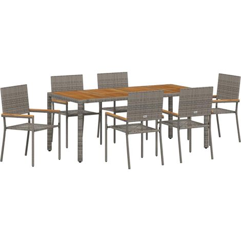Maison Exclusive - Garten Essgruppe 7 pcs Grau Poly-Rattan