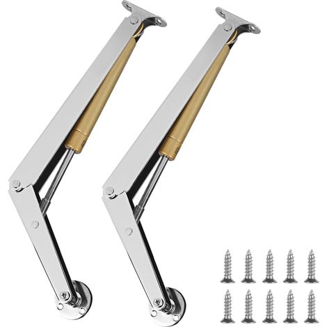2er-Pack Deckelstützscharniere 100 N/PC, verstellbarer Winkel, robuste Gasfederscharniere für Holzkisten, Wandschränke, Silber, gebürstete Oberfläche