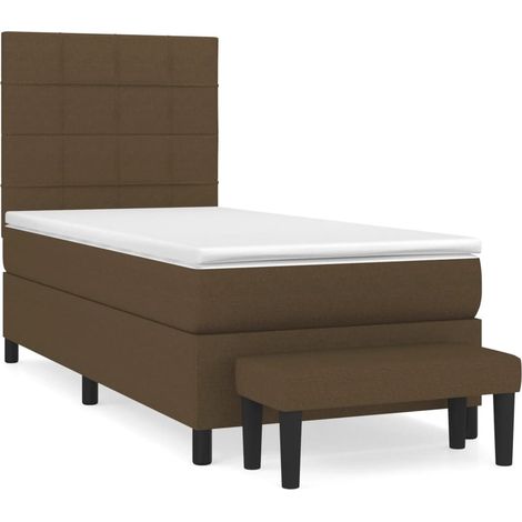 Maison Exclusive - Cama box spring con colchón tela marrón oscuro