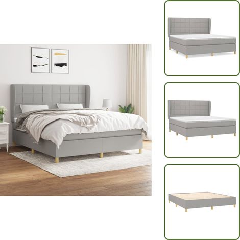 Boxspringbett mit Matratze Hellgrau 160x200 cm Stoff - Boxspringbett - Doppelbett - Schlafraum - Bettenrahmen - Lattenrost (1/5)
