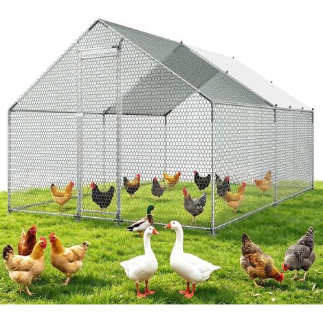 Protéger Vos Animaux : Grand Enclos Poulailler 3x4 m Acier Galvanisé avec Bâche PE et Porte Verrouillable (1/5)