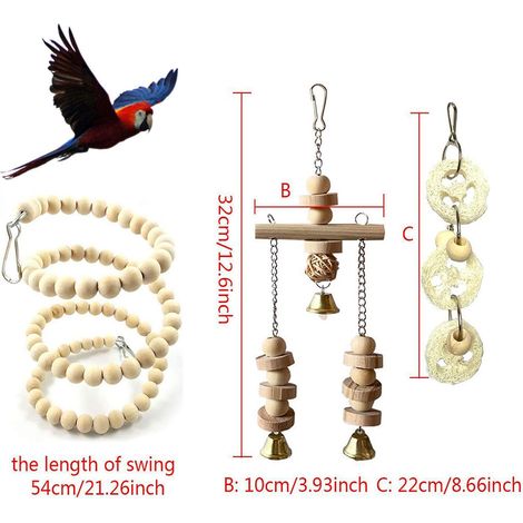 Lot de 8 jouets à mâcher pour oiseaux, jouets pour perroquets, jouets pour cage à perruches (1/5)