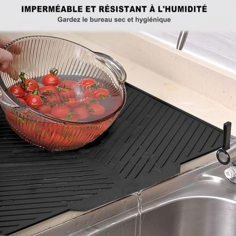 Tapis Egouttoir Vaisselle - En Silicone - Forme V Avec Drainage - Antidérapant - 43 X 33 Cm - 1 Piece (1/5)