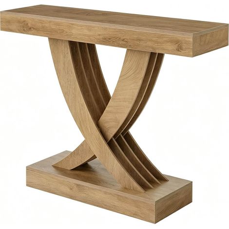 Mesa consola marrón de MDF con patas en X 110 x 30 x 85 cm HOMVRA (1/5)