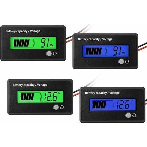 4 Pack DC 12V 24V 36V 48V Battery Gauge with Alarm, Battery Capacity Voltage Indicator, Lead Acid Battery Fuel Gauge and Li-Ion Battery Indicator (Green & (1/4)