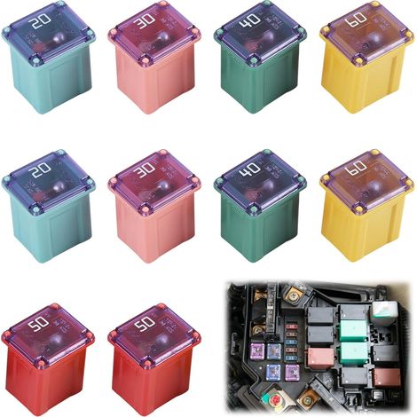 Jcase Lot de 10 fusibles à profil bas 20 A 58 V pour voiture, profil bas, type court, 20 A (1/5)