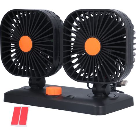 Ventilateur de voiture double tête USB, dispositif de refroidissement universel, rotatif 360°, silencieux, accessoire auto (1/5)
