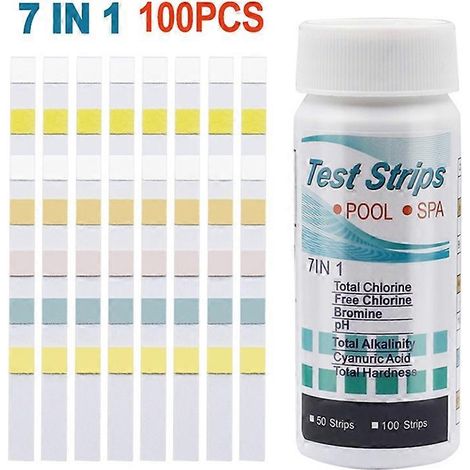 Kit de 7 bandelettes de test pour piscine et spa - Bandelettes de test précises pour spas, piscines et jacuzzis - Idéal pour les particuliers et les professionnels - E7CB
