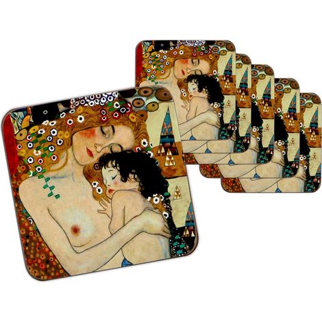 Carmani, set di 6 sottobicchieri in sughero - Klimt/Maternità (1/3)