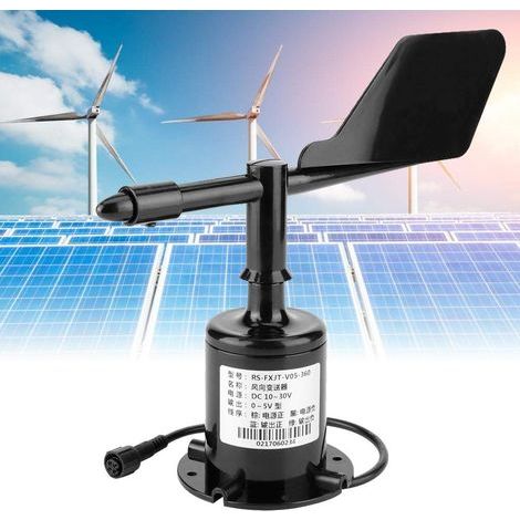 Sortie de Signal environnemental 0-5 V 360 degrés Polycarbonate émetteur Capteur de Vitesse du Vent Anémomètre (9,3 x 7,3 Pouces) (1/5)