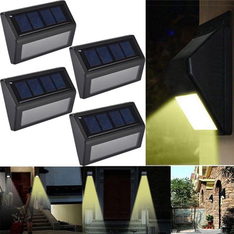 Confezione da 4 luci solari per ringhiere delle scale da esterno, luci per scale, nero [6 perline, luce bianca] (1/5)